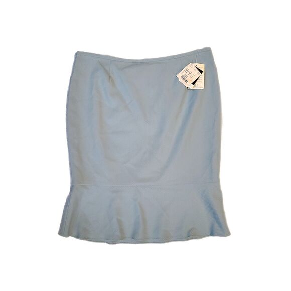 Doncaster NWT $225 Vintage Slate Blue Ruffle Hem Ribbed Pencil Skirt, Size 18 - Picture 10 of 11